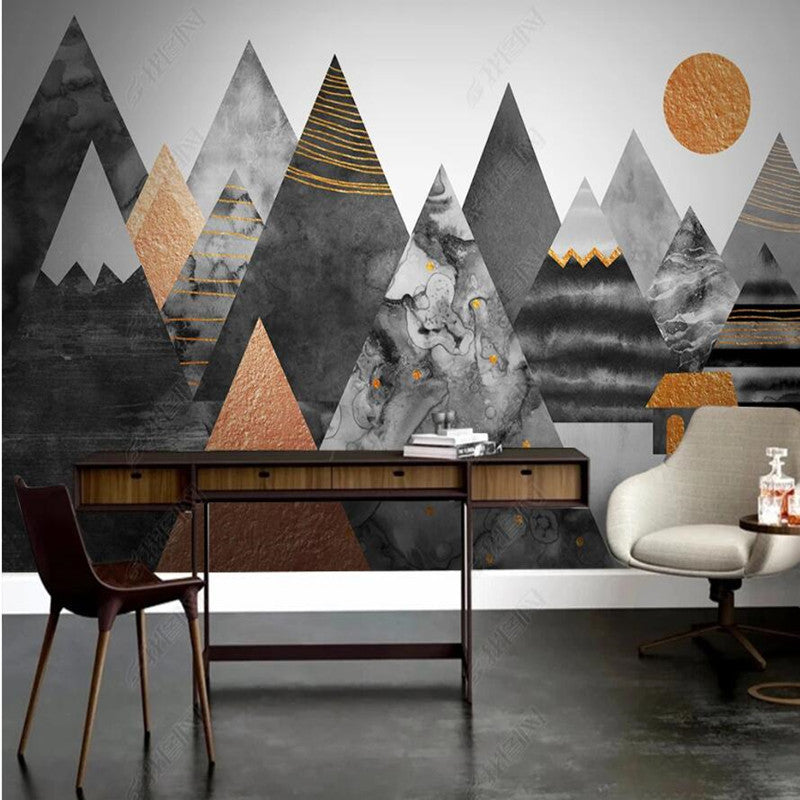 Cartoon Gray Triangular Mountains Peaks Nursery Wallpaper Wall Mural Home Decor