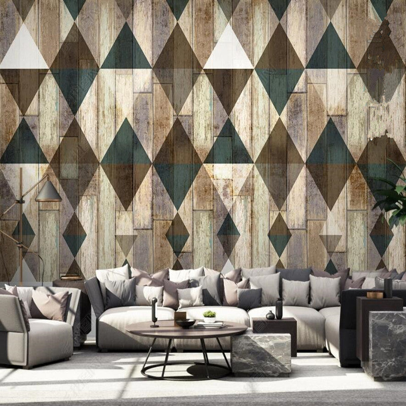 Modern Minimalist Wood Grain Abstract Geometric Hexagons Wallpaper Wall Mural