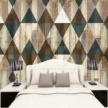 Modern Minimalist Wood Grain Abstract Geometric Hexagons Wallpaper Wall Mural