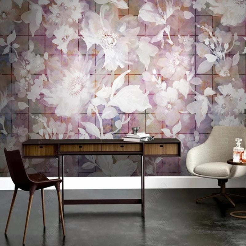 Abstract Retro Flowers Floral Wallpaper Wall Mural Home Decor