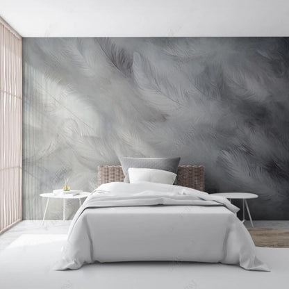 Grey Feathers Wallpaper Wall Mural Home Decor