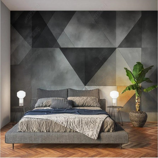 Simple Grey Geometry Wallpaper Wall Mural Home Decor