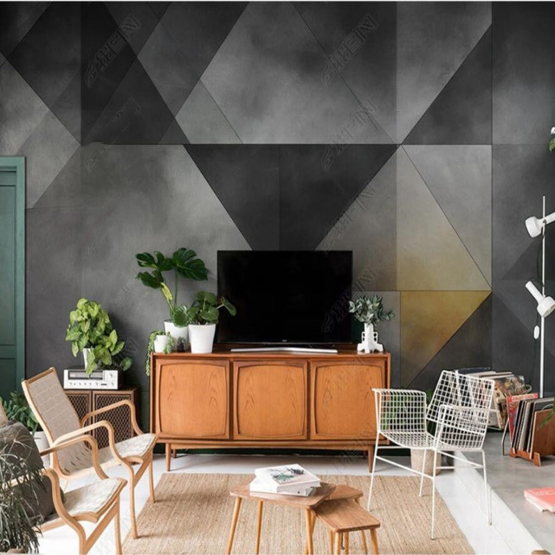 Simple Grey Geometry Wallpaper Wall Mural Home Decor