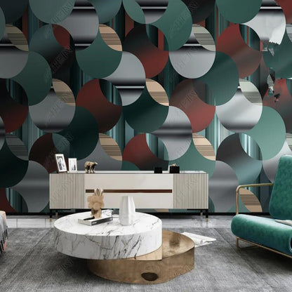 Original Modern Green Gradient Circular Pattern Wallpaper Wall Mural Home Decor