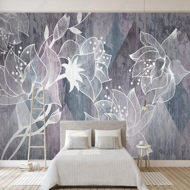 Retro Minimalist Exquisite Flowers Floral Wallpaper Wall Mural Home Decor