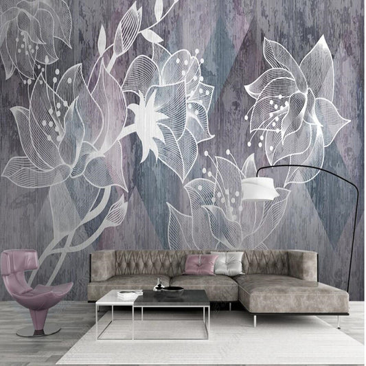 Retro Minimalist Exquisite Flowers Floral Wallpaper Wall Mural Home Decor