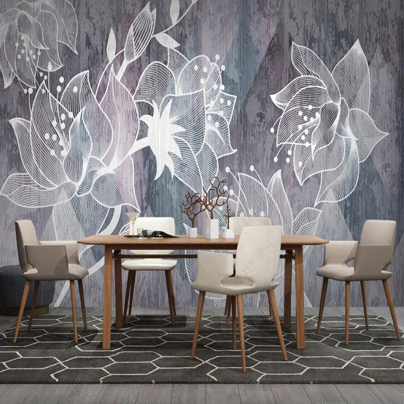 Retro Minimalist Exquisite Flowers Floral Wallpaper Wall Mural Home Decor