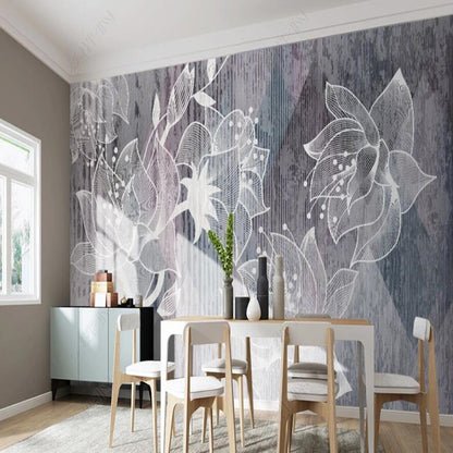 Retro Minimalist Exquisite Flowers Floral Wallpaper Wall Mural Home Decor