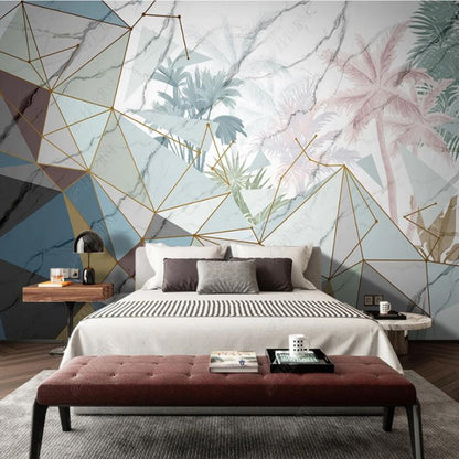 Original Jazz White Marble Geometric Lines Wallpaper Wall Mural Home Decor