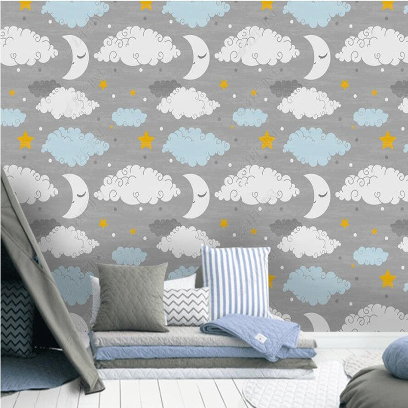 Original Gray Background Clouds Cloudy Nursery Wallpaper Wall Mural Home Decor