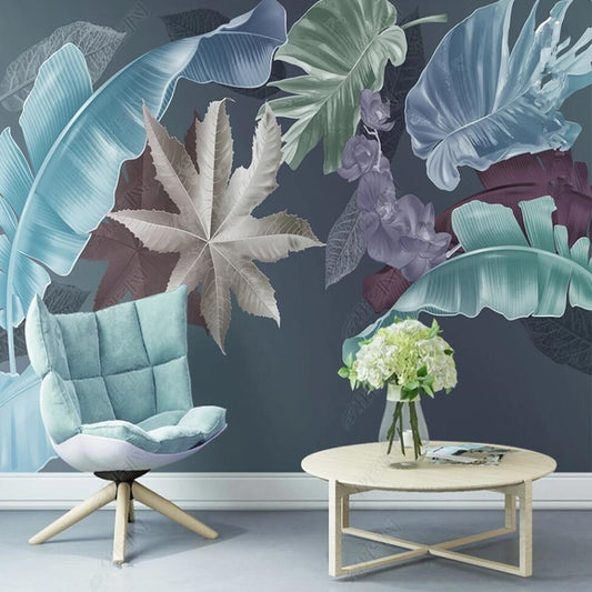 Modern Retro Plants Leaves Wallpaper Wall Mural Wall Covering