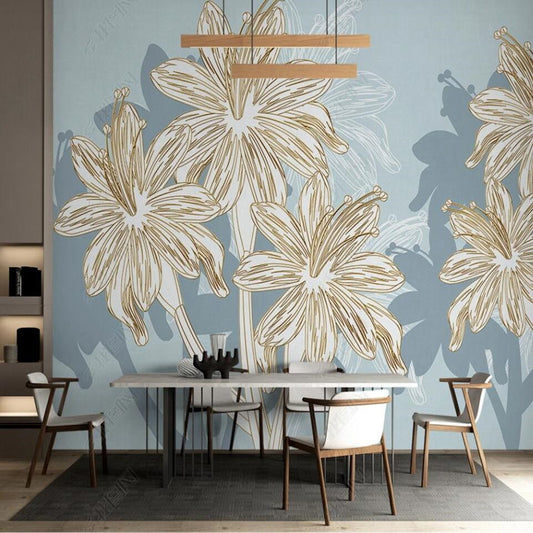 Lines Flowers Floral Wallpaper Wall Mural Home Decor