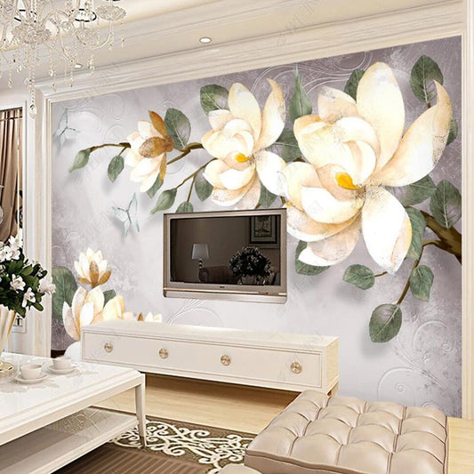 Oil Painting Big Flowers Floral Wallpaper Wall Mural Wall Covering Home Decor