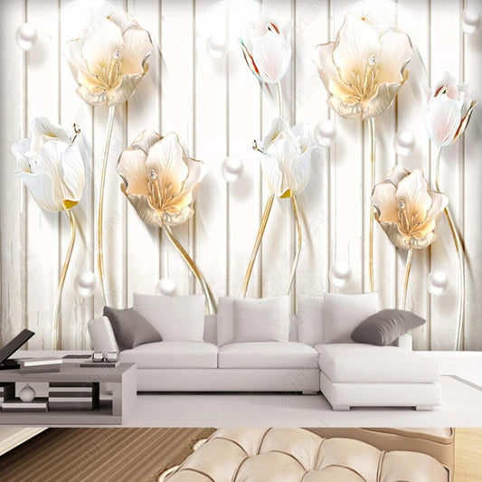 3D Tulips Flowers Floral Wallpaper Wall Mural Home Decor