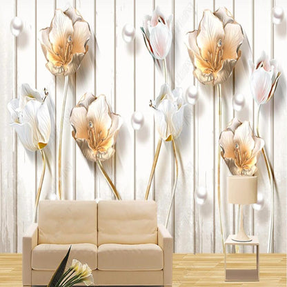 3D Tulips Flowers Floral Wallpaper Wall Mural Home Decor