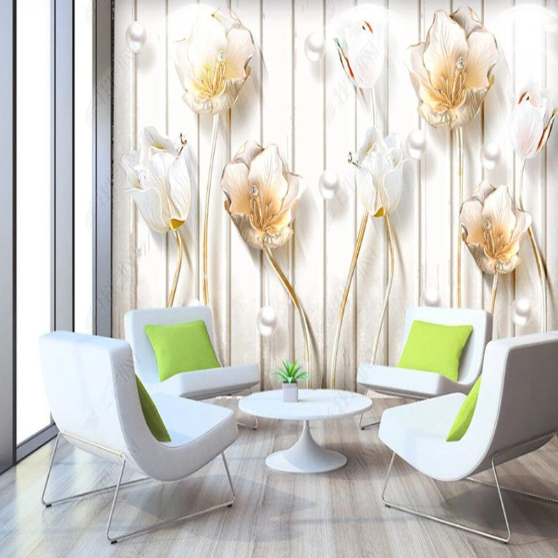 3D Tulips Flowers Floral Wallpaper Wall Mural Home Decor