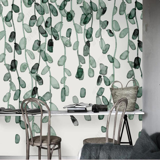 Watercolor Vine Leaves Wallpaper Wall Mural Wall Covering