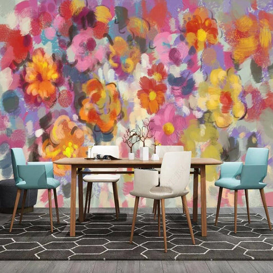 Oil Painting Flowers Floral Wallpaper Wall Mural Wall Covering Home Decor