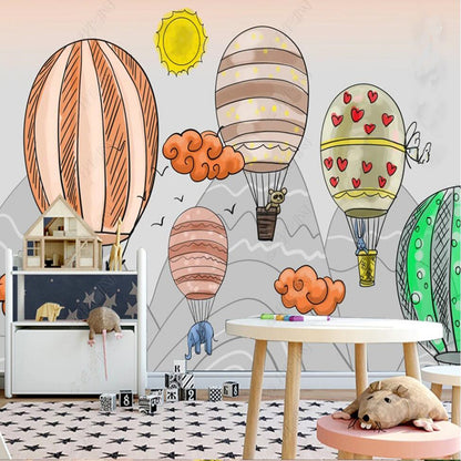 Cartoon Hot Air Balloons Nursery Wallpaper Wall Mural Home Decor