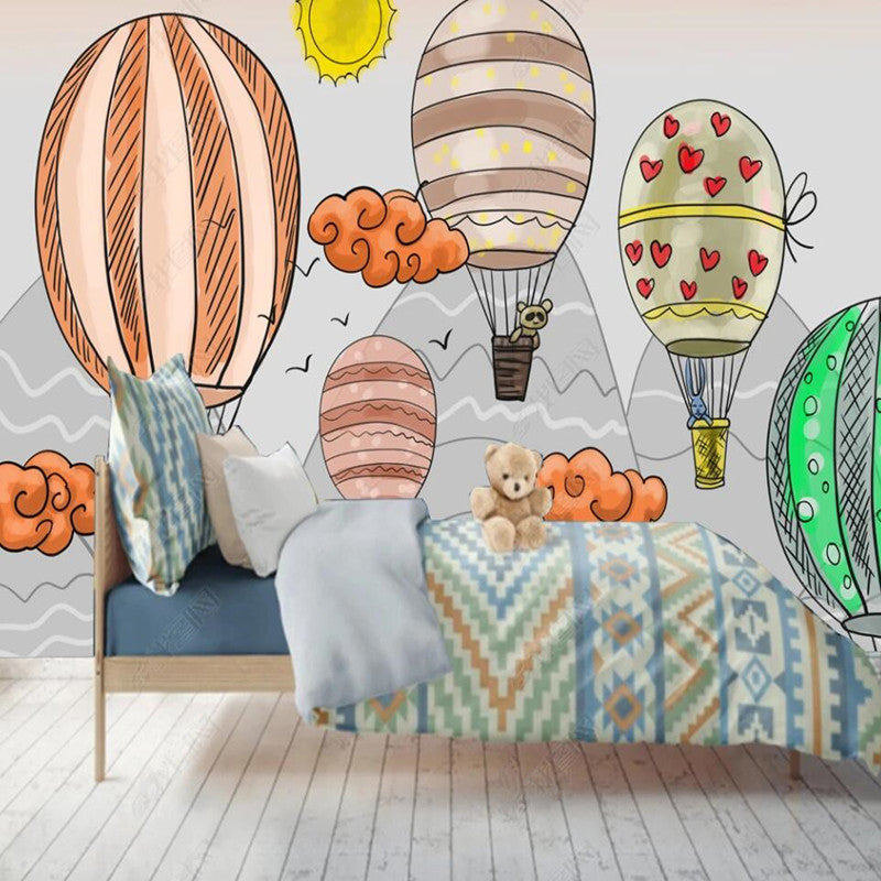 Cartoon Hot Air Balloons Nursery Wallpaper Wall Mural Home Decor