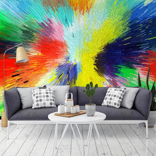 Modern Minimalist Colorful Radiating Lines Wallpaper Wall Mural Home Decor