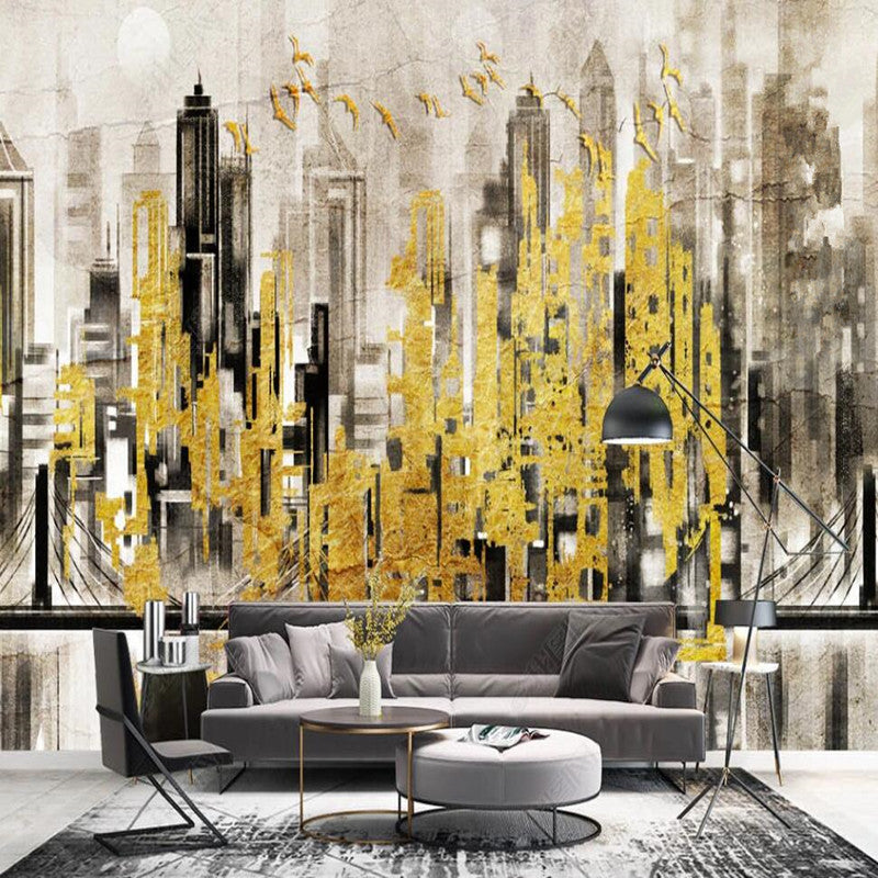 Modern Abstract City Geometric Urban Architecture Wallpaper Wall Mural Home Decor