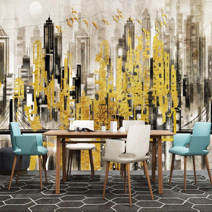 Modern Abstract City Geometric Urban Architecture Wallpaper Wall Mural Home Decor