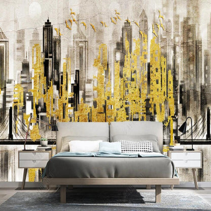 Modern Abstract City Geometric Urban Architecture Wallpaper Wall Mural Home Decor