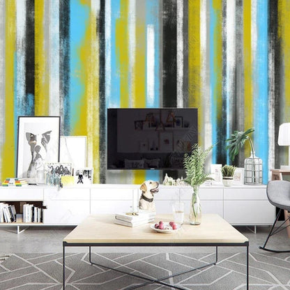 Original Modern Abstract Painting Art Geometric Stripes Wallpaper Wall Mural Wall Covering