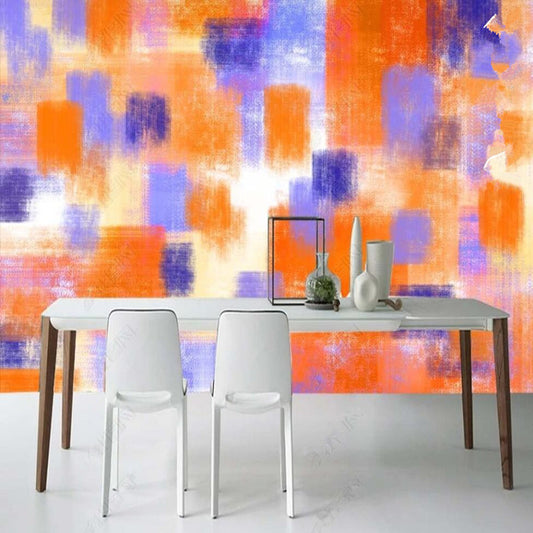 Modern Color Blocks Abstract Oil Painting Geometric Wallpaper Wall Mural Home Decor