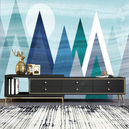 Lapis Lazuli Blue Triangle Geometric Wallpaper Wall Mural Home Decor