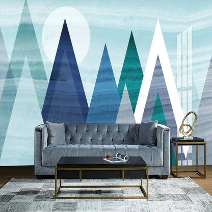 Lapis Lazuli Blue Triangle Geometric Wallpaper Wall Mural Home Decor