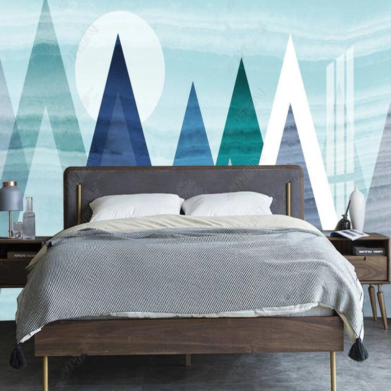 Lapis Lazuli Blue Triangle Geometric Wallpaper Wall Mural Home Decor