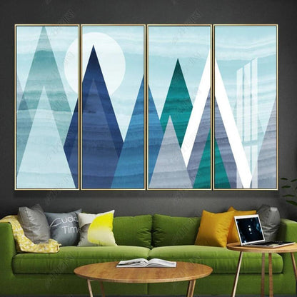 Lapis Lazuli Blue Triangle Geometric Wallpaper Wall Mural Home Decor