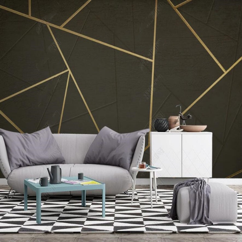 Simple Geometry Golden Lines Wallpaper Wall Mural Wall Covering