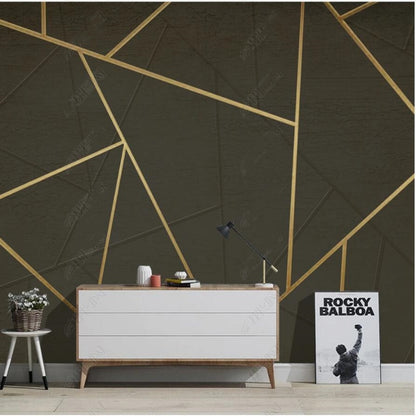 Simple Geometry Golden Lines Wallpaper Wall Mural Wall Covering