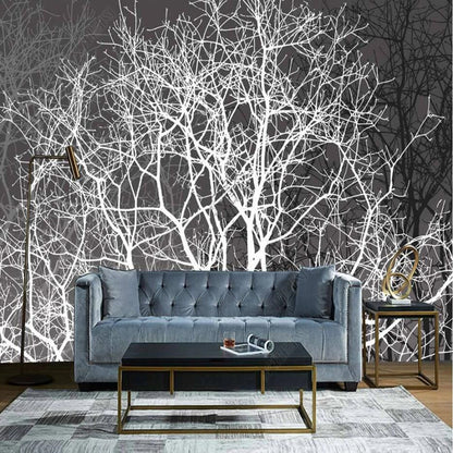 Black and White Trees Branches Wallpaper Wall Mural Home Decor