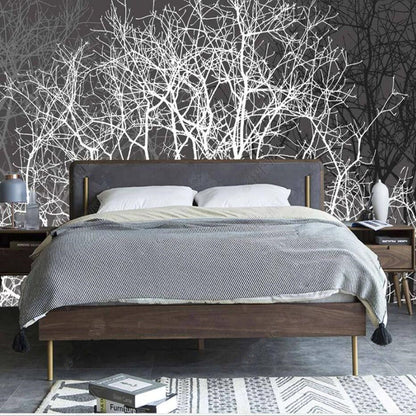 Black and White Trees Branches Wallpaper Wall Mural Home Decor