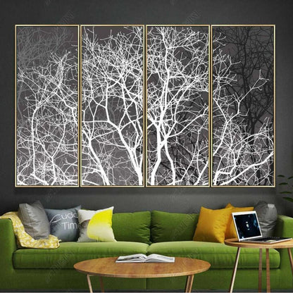 Black and White Trees Branches Wallpaper Wall Mural Home Decor