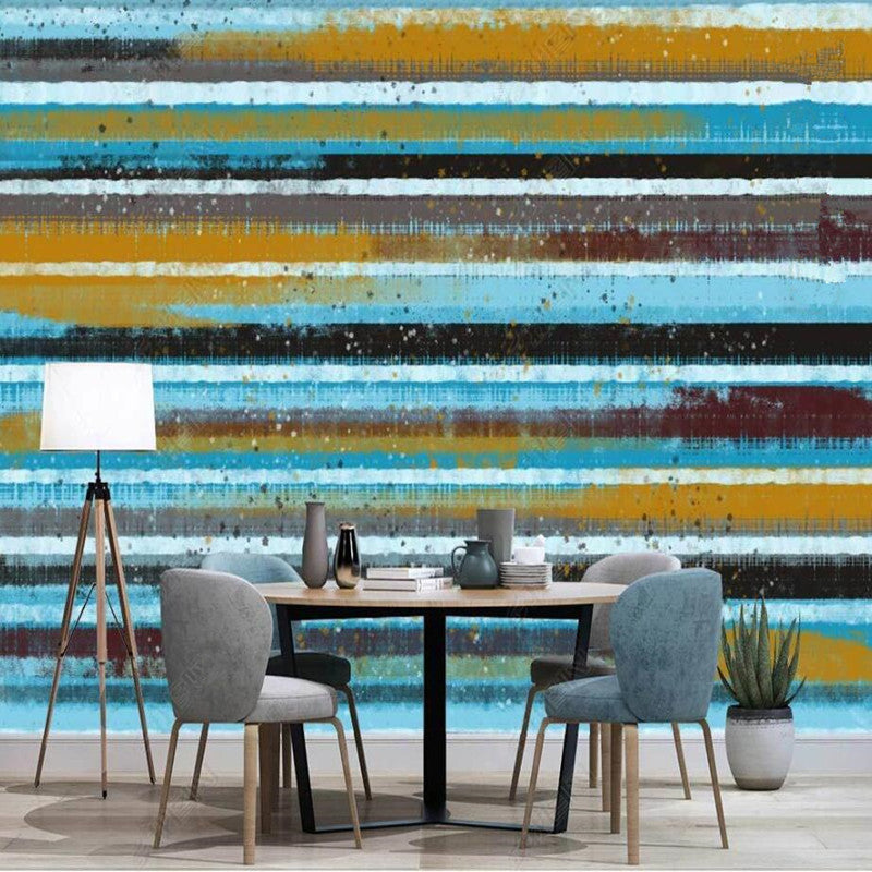 Modern Abstract Blue Stripes Lines Geometric Stripes Wallpaper Wall Mural Wall Covering