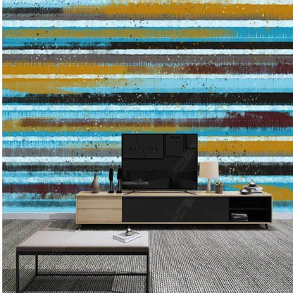 Modern Abstract Blue Stripes Lines Geometric Stripes Wallpaper Wall Mural Wall Covering