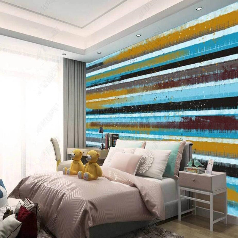 Modern Abstract Blue Stripes Lines Geometric Stripes Wallpaper Wall Mural Wall Covering