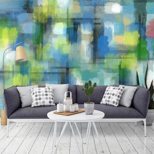 Creative Modern Blue Green Tone Abstract Oil Painting Wallpaper Wall Mural