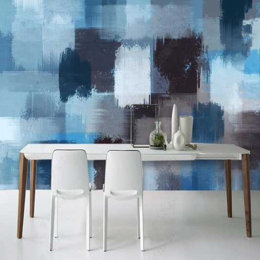 Creative Retro Blue Tone Abstract Oil Painting Wallpaper Wall Mural