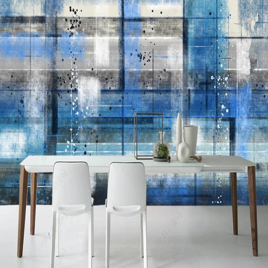 Abstract Oil Painting Blue Geometric Wallpaper Wall Mural Wall Covering