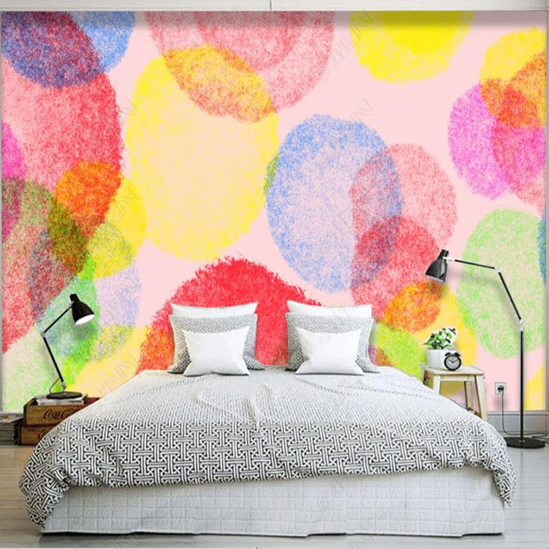 Abstract Watercolor Pink Tone Circles Nursery Wallpaper Wall Mural Wall Covering