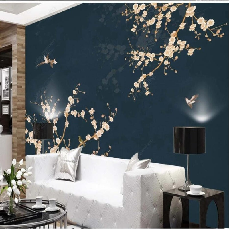 Chinoiserie Brushwork Plum Blossom Wallpaper Wall Mural Wall Covering