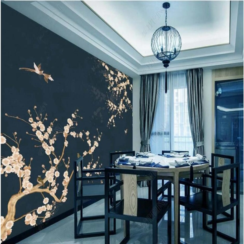 Chinoiserie Brushwork Plum Blossom Wallpaper Wall Mural Wall Covering