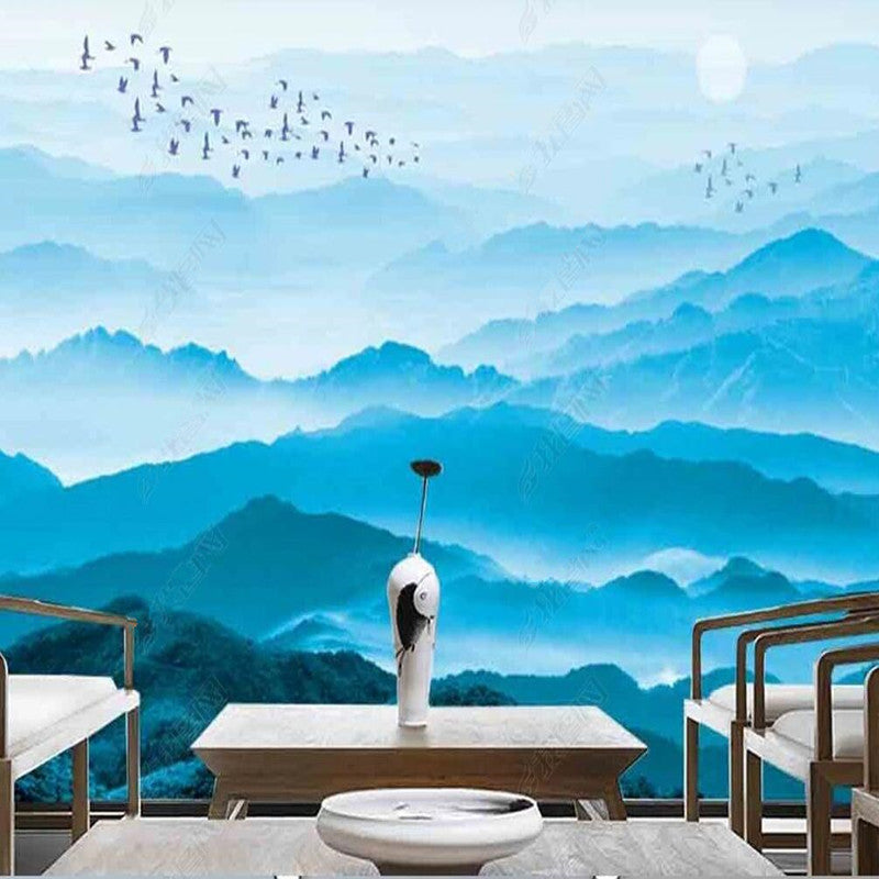 Ombre Blue Mountains Landscape Wallpaper Wall Mural Wall Decor