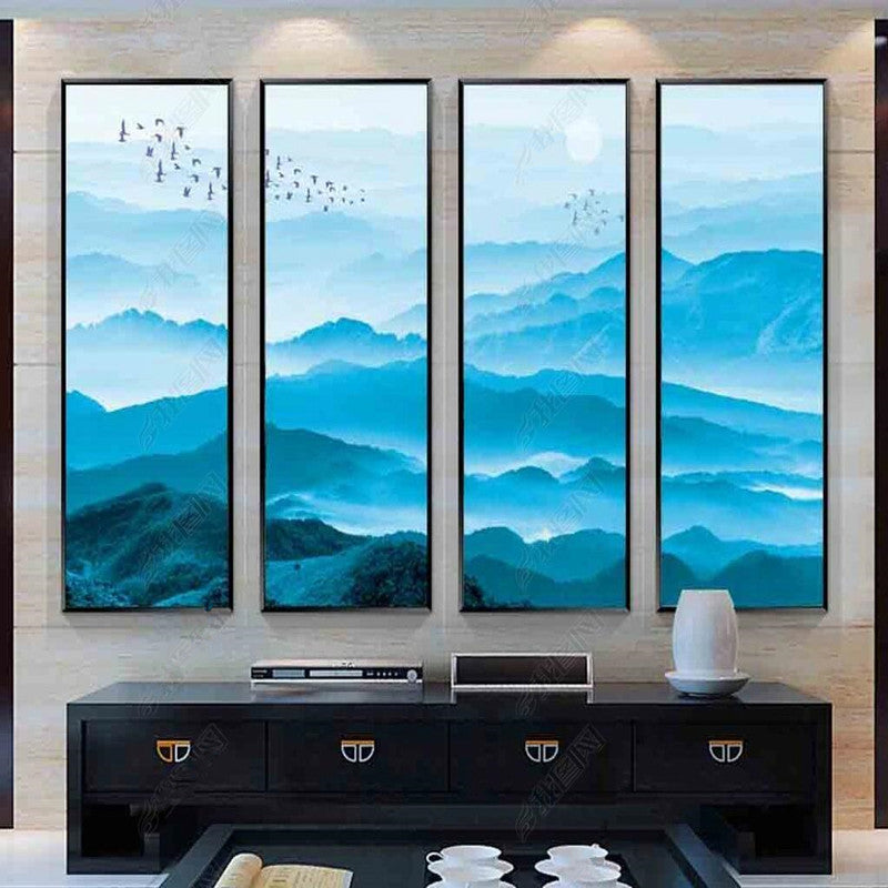 Ombre Blue Mountains Landscape Wallpaper Wall Mural Wall Decor